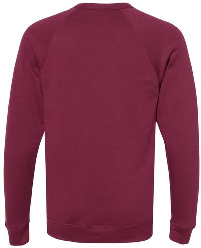 Am image of a Custom Bella and Canvas Unisex Sponge Fleece Crewneck Sweatshirt in Maroon!