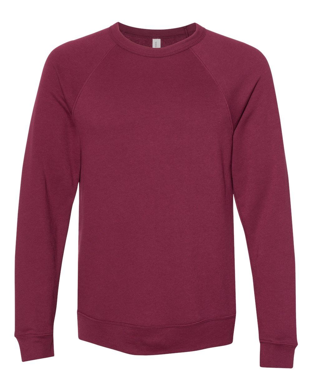 Bella and Canvas Unisex Sponge Fleece Crewneck Sweatshirt in Maroon