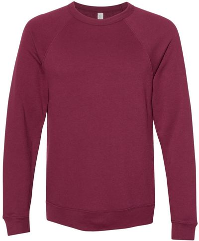 Am image of a Custom Bella and Canvas Unisex Sponge Fleece Crewneck Sweatshirt in Maroon!