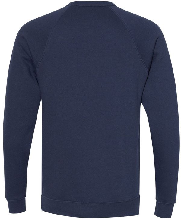 Am image of a Custom Bella and Canvas Unisex Sponge Fleece Crewneck Sweatshirt in Navy Triblend!
