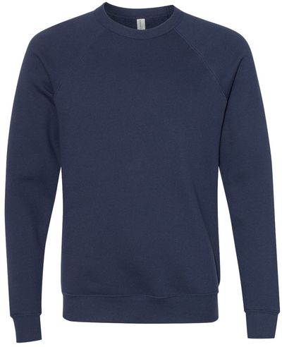 Am image of a Custom Bella and Canvas Unisex Sponge Fleece Crewneck Sweatshirt in Navy Triblend!