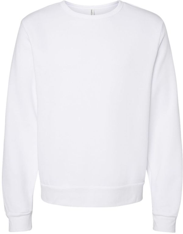 Am image of a Custom Bella and Canvas Sponge Fleece Classic Crewneck Sweatshirt in White!