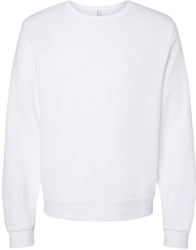Am image of a Custom Bella and Canvas Sponge Fleece Classic Crewneck Sweatshirt in White!