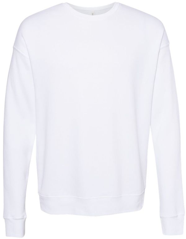 Am image of a Custom Bella and Canvas Unisex Drop Shoulder Fleece in DTG White!
