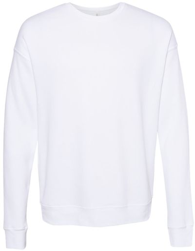 Am image of a Custom Bella and Canvas Unisex Drop Shoulder Fleece in DTG White!
