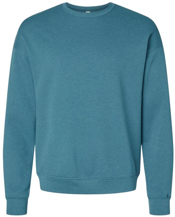 Am image of a Custom Bella and Canvas Unisex Drop Shoulder Fleece in Heather Deep Teal!