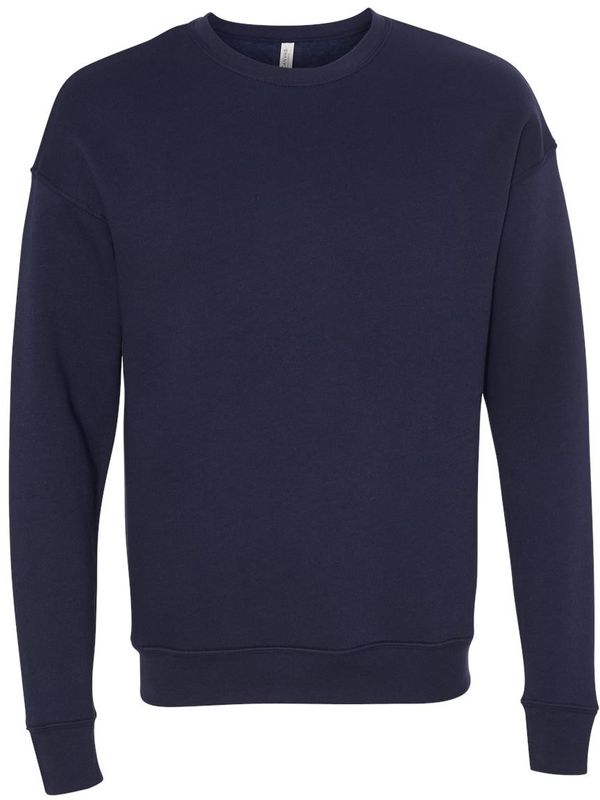 Am image of a Custom Bella and Canvas Unisex Drop Shoulder Fleece in Navy!