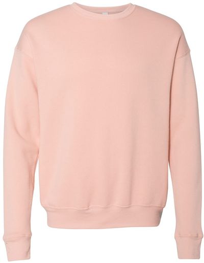 Am image of a Custom Bella and Canvas Unisex Drop Shoulder Fleece in Peach!