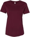 Am image of a Custom Bella and Canvas Womens Relaxed Jersey Tee in Maroon!