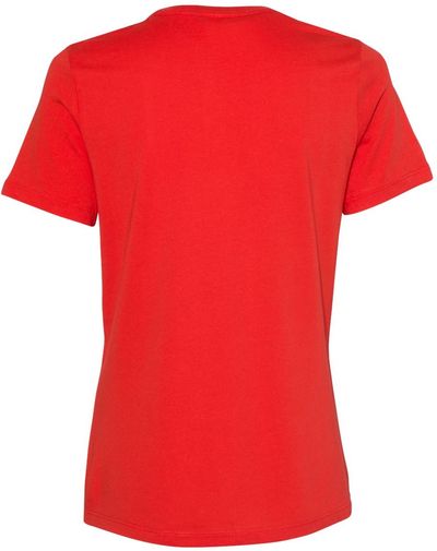 Am image of a Custom Bella and Canvas Womens Relaxed Jersey Tee in Poppy!