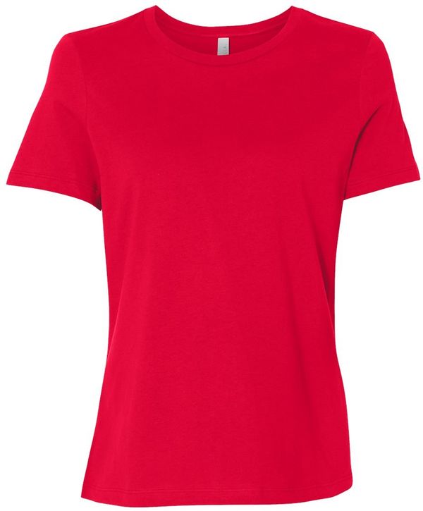 An image of a Custom Bella and Canvas Womens Relaxed Jersey Tee in Red!
