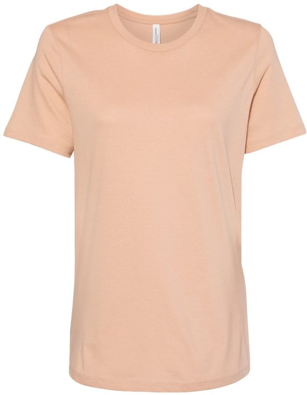 Am image of a Custom Bella and Canvas Womens Relaxed Jersey Tee in Sand Dune!