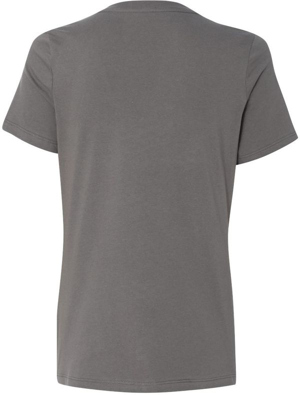 An image of a Custom Bella and Canvas Ladies' Relaxed Jersey V Neck T Shirt in Asphalt!
