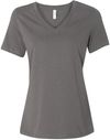 An image of a Custom Bella and Canvas Ladies' Relaxed Jersey V Neck T Shirt in Asphalt!