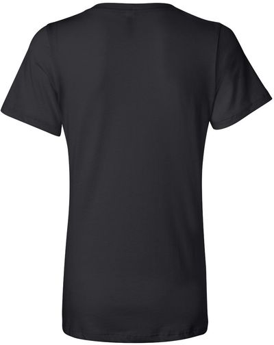 Am image of a Custom Bella and Canvas Ladies' Relaxed Jersey V Neck T Shirt in Black!