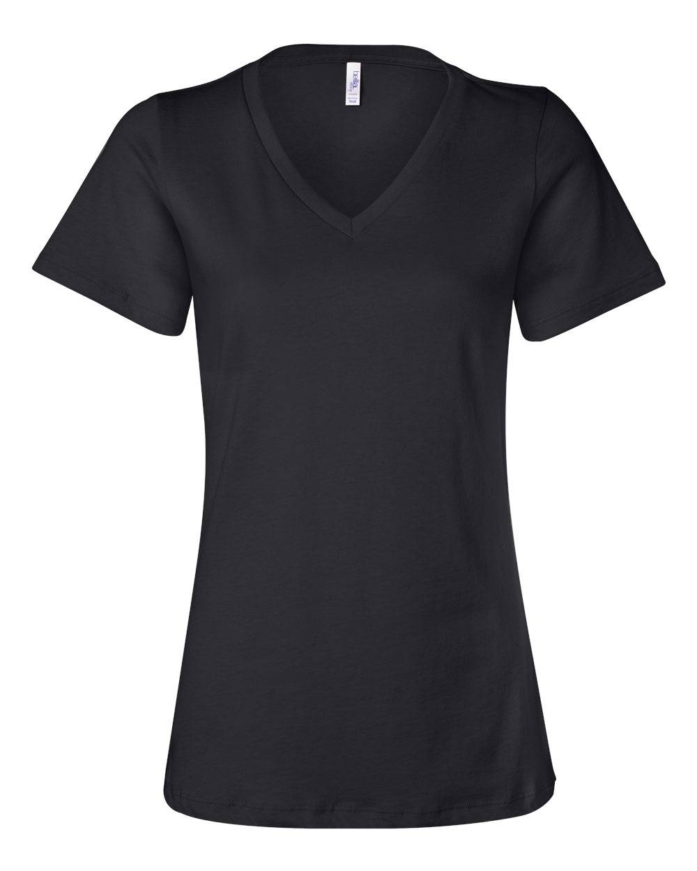 Bella and Canvas Ladies' Relaxed Jersey V Neck T Shirt in Black