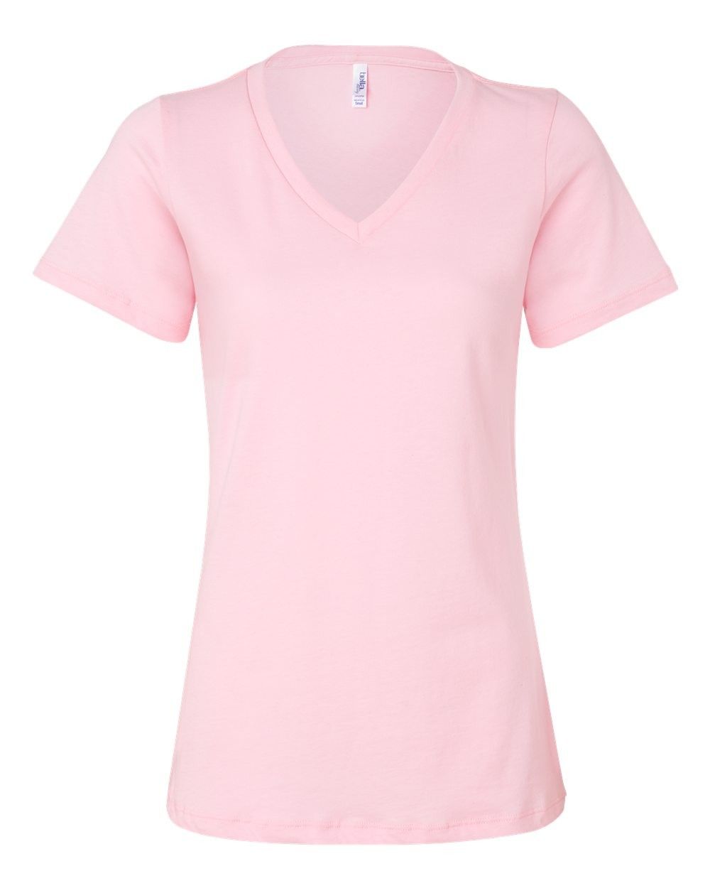Bella and Canvas Ladies' Relaxed Jersey V Neck T Shirt in Pink