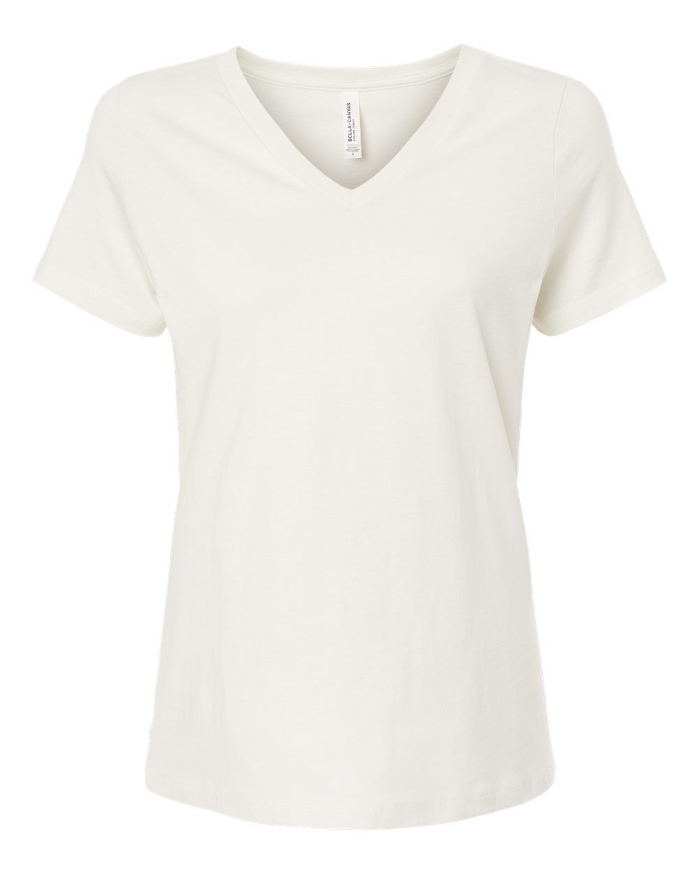 Bella and Canvas Ladies' Relaxed Jersey V Neck T Shirt in White