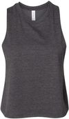 Am image of a Custom Bella and Canvas Ladies Racerback Cropped Tank in Dark Grey Heather!