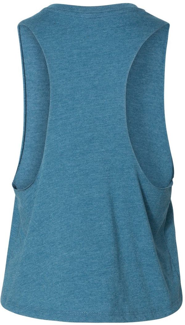 Am image of a Custom Bella and Canvas Ladies Racerback Cropped Tank in Heather Deep Teal!