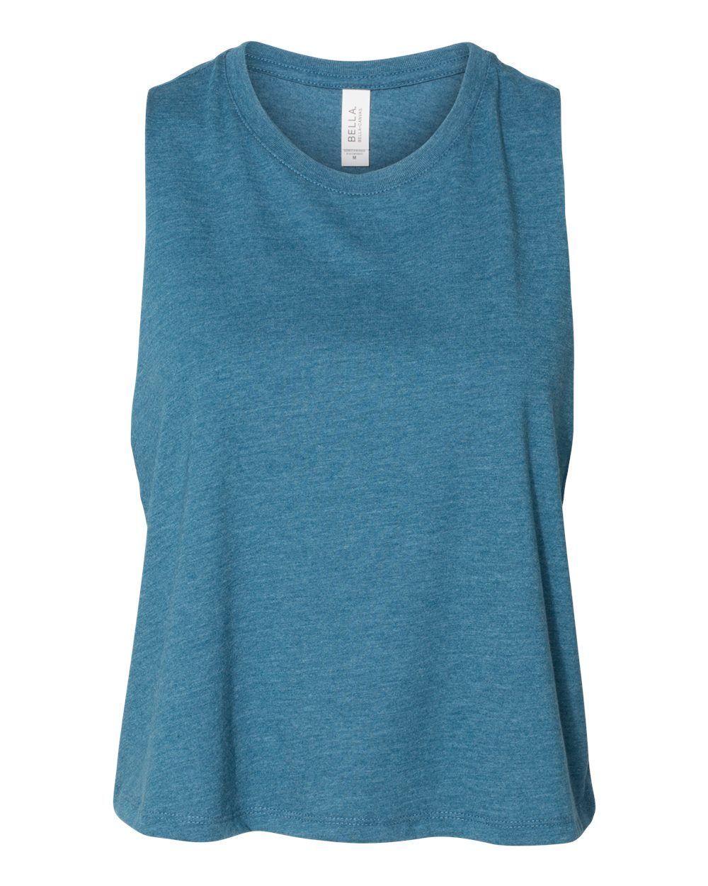Bella and Canvas Ladies Racerback Cropped Tank in Heather Deep Teal