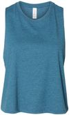 Am image of a Custom Bella and Canvas Ladies Racerback Cropped Tank in Heather Deep Teal!