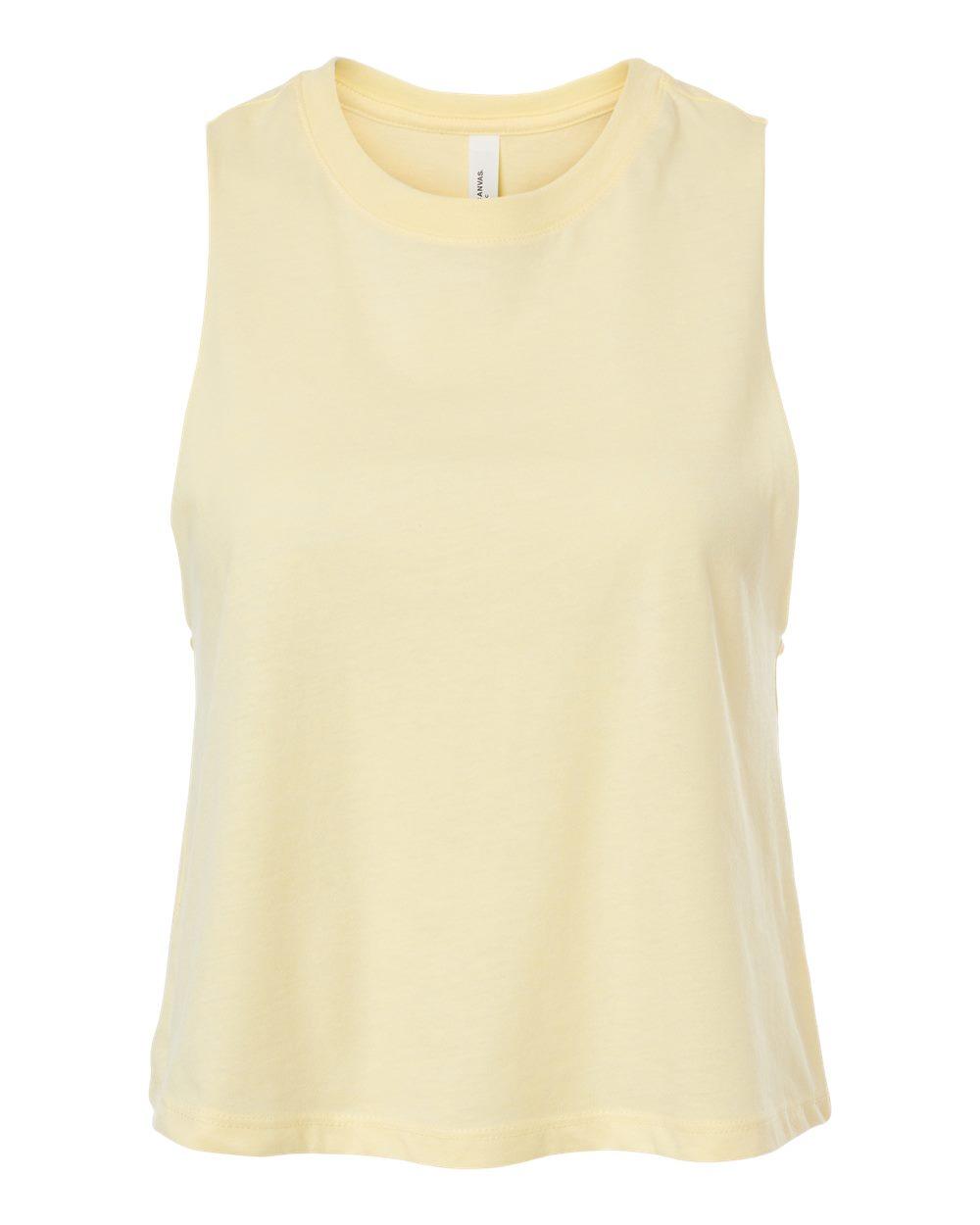 Bella and Canvas Ladies Racerback Cropped Tank in Heather French Vanilla
