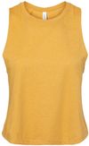 Am image of a Custom Bella and Canvas Ladies Racerback Cropped Tank in Heather Mustard!