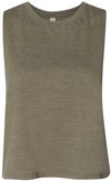 Am image of a Custom Bella and Canvas Ladies Racerback Cropped Tank in Heather Olive!