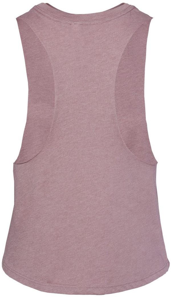 Am image of a Custom Bella and Canvas Ladies Racerback Cropped Tank in Heather Orchid!