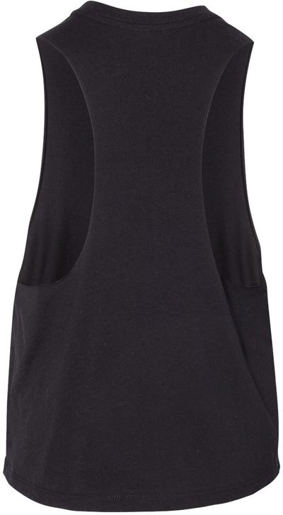 Am image of a Custom Bella and Canvas Ladies Racerback Cropped Tank in Solid Black Blend!