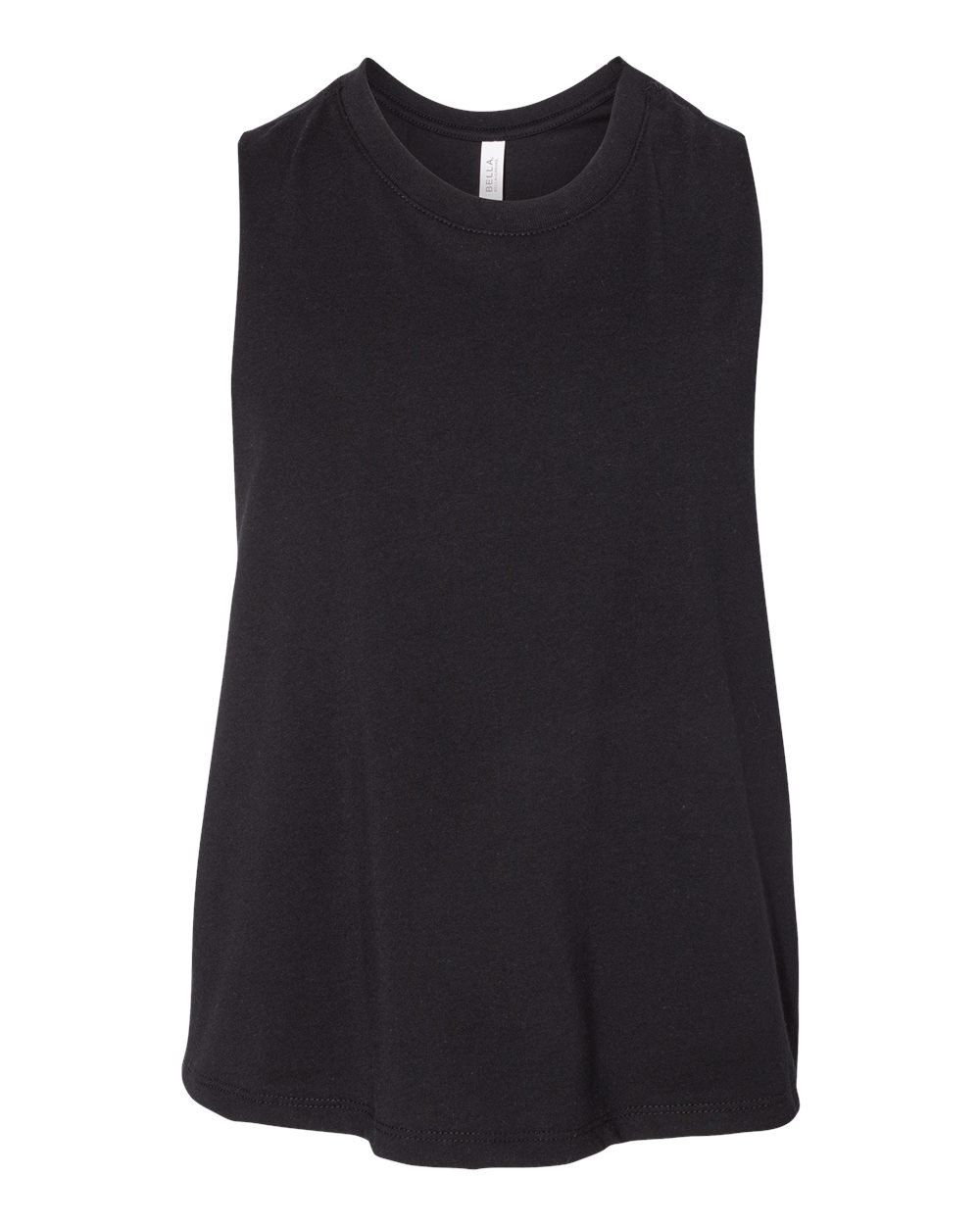 Bella and Canvas Ladies Racerback Cropped Tank in Solid Black Blend