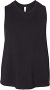 Am image of a Custom Bella and Canvas Ladies Racerback Cropped Tank in Solid Black Blend!