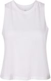 Am image of a Custom Bella and Canvas Ladies Racerback Cropped Tank in Solid White Blend!