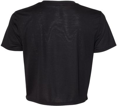 Am image of a Custom Bella and Canvas Women's Flowy Cropped Tee in Black!