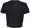 Am image of a Custom Bella and Canvas Women's Flowy Cropped Tee in Black!