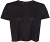 Am image of a Custom Bella and Canvas Women's Flowy Cropped Tee in Black!
