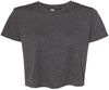 Am image of a Custom Bella and Canvas Women's Flowy Cropped Tee in Dark Heather Grey!