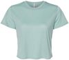 Am image of a Custom Bella and Canvas Women's Flowy Cropped Tee in Dusty Blue!