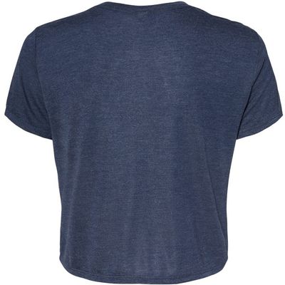 Am image of a Custom Bella and Canvas Women's Flowy Cropped Tee in Heather Navy!