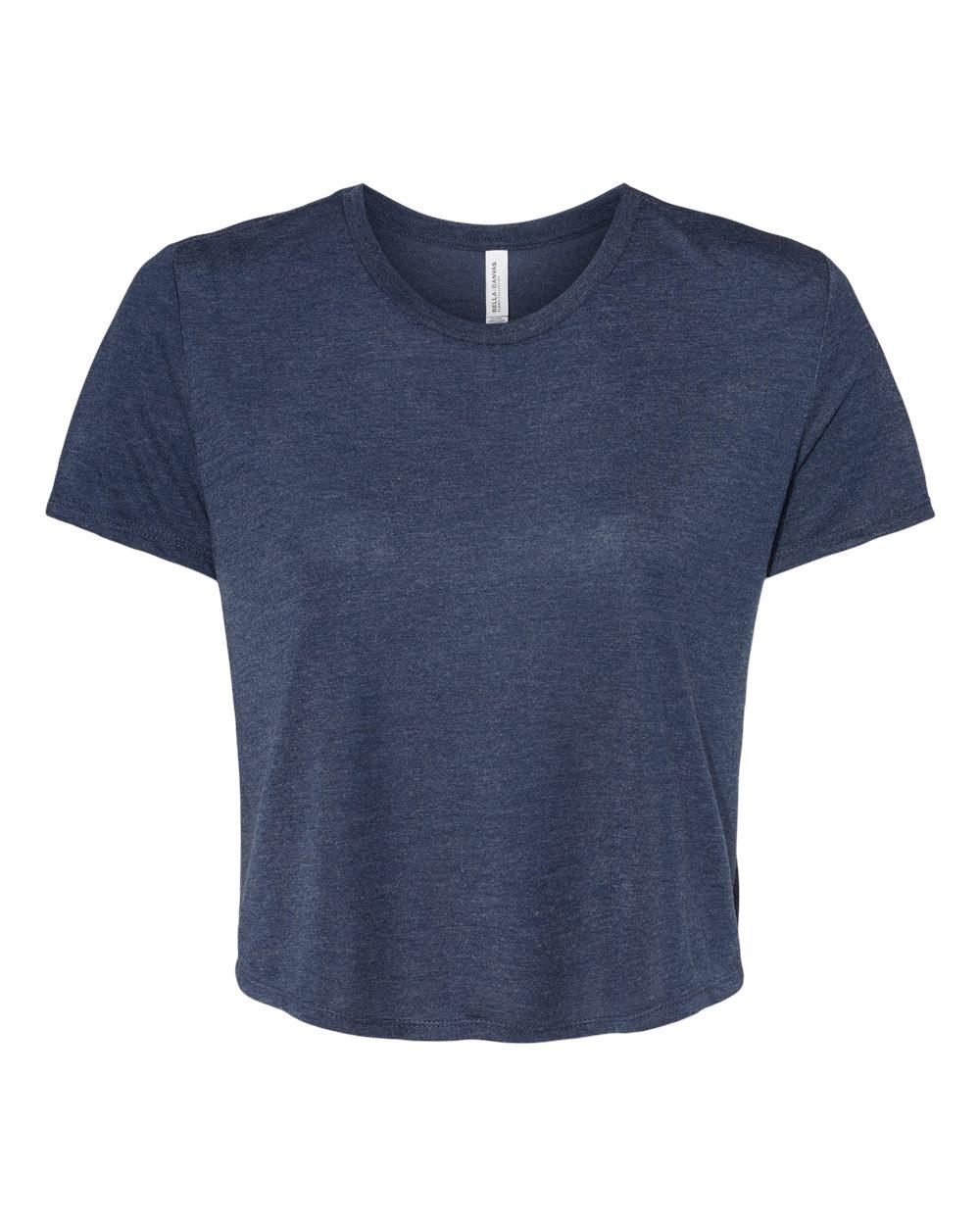 Bella and Canvas Women's Flowy Cropped Tee in Heather Navy