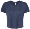 Am image of a Custom Bella and Canvas Women's Flowy Cropped Tee in Heather Navy!