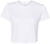Am image of a Custom Bella and Canvas Women's Flowy Cropped Tee in White!