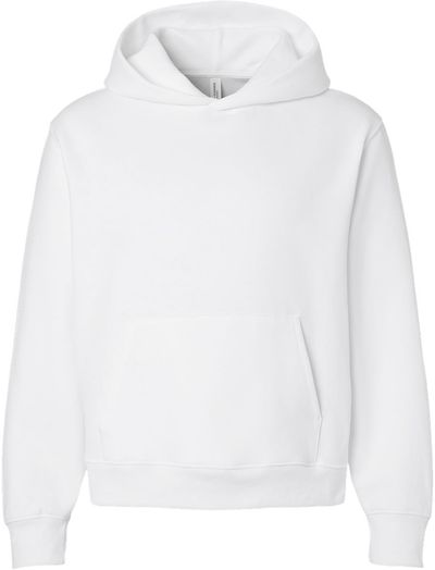 Am image of a Custom Bella and Canvas 10oz Heavyweight Hoodie in White!
