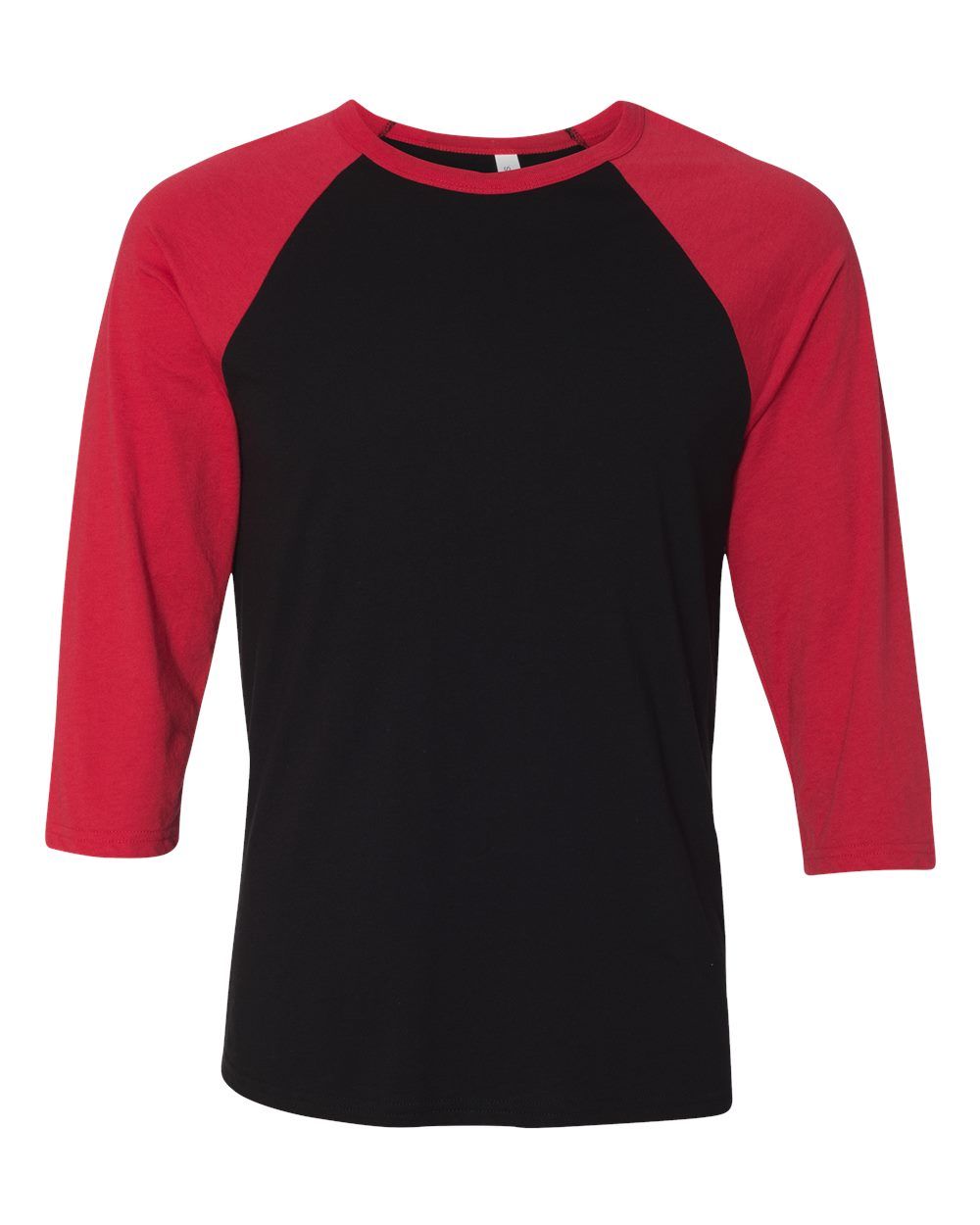 Bella and Canvas Baseball T Shirt in Black/Red
