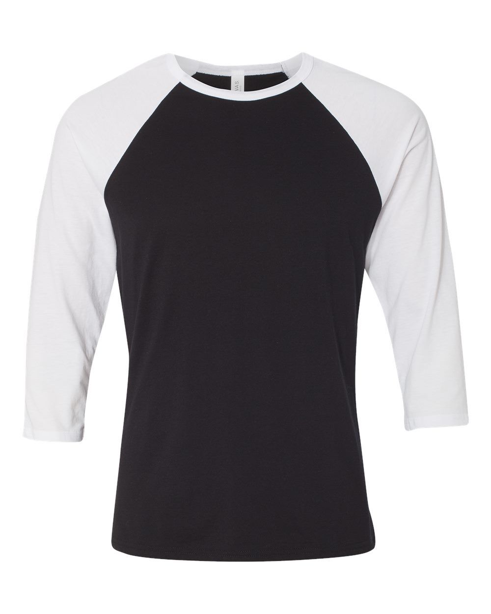 Bella and Canvas Baseball T Shirt in Black/White