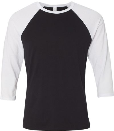 Am image of a Custom Bella and Canvas Baseball T Shirt in Black/White!