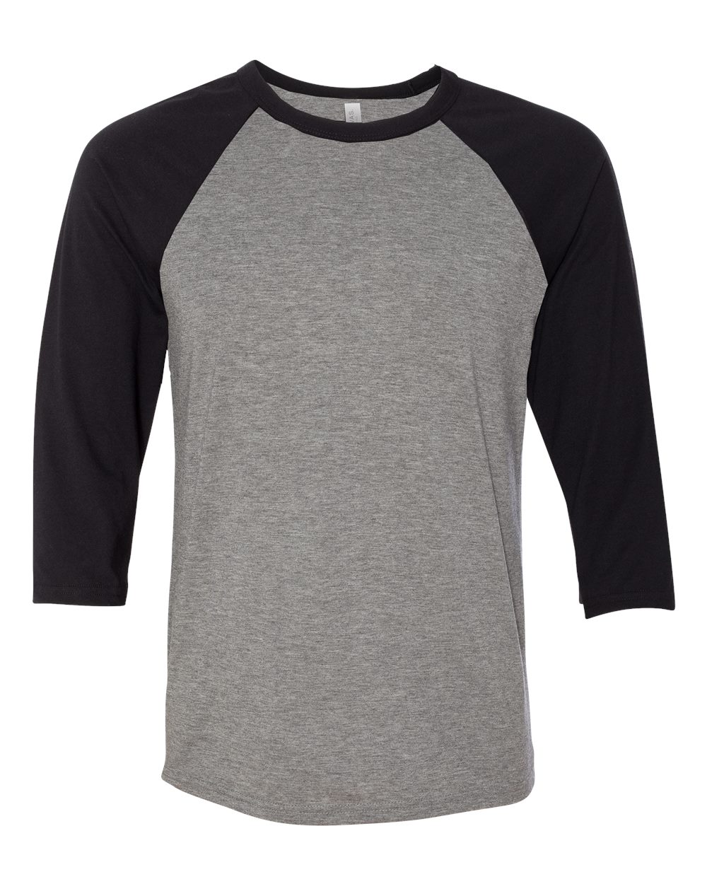 Bella and Canvas Baseball T Shirt in Deep Heather/Black