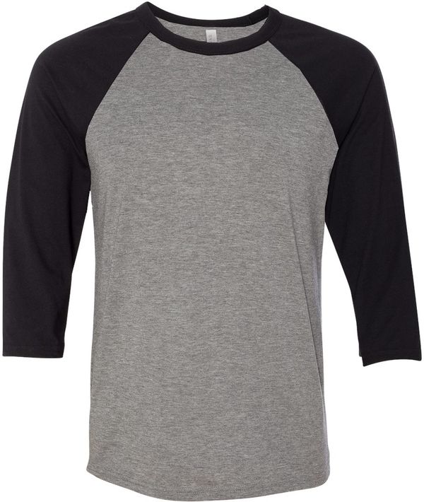 An image of a Custom Bella and Canvas Baseball T Shirt in Deep Heather/Black!