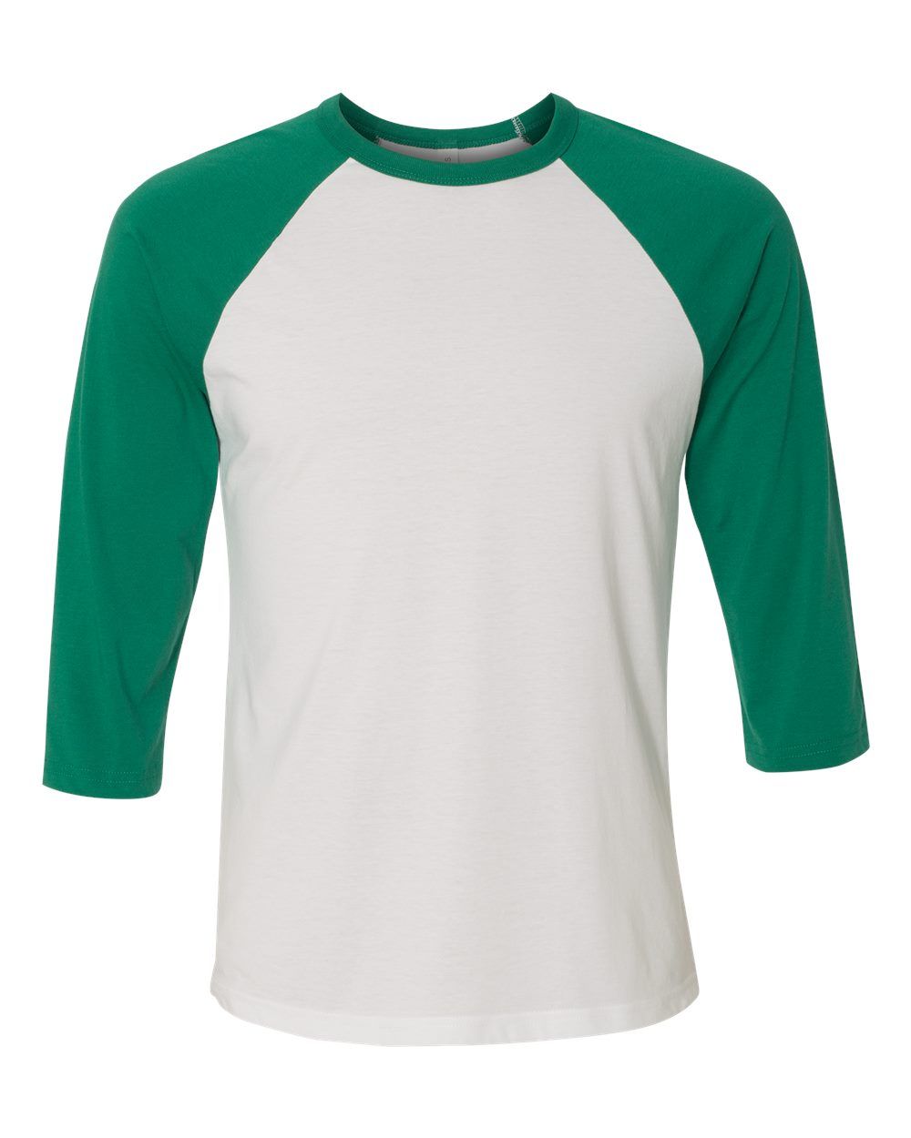 Bella and Canvas Baseball T Shirt in White/Kelly